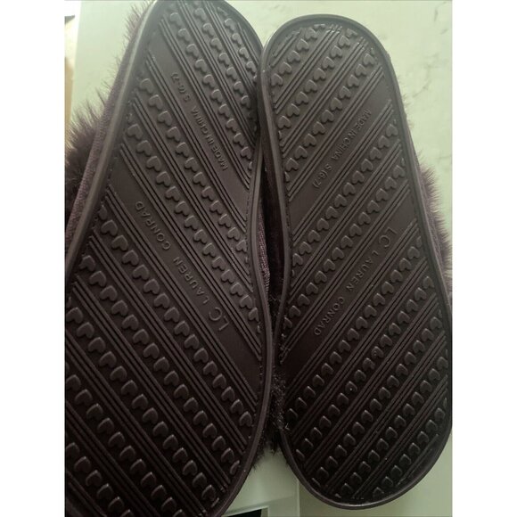 NWT Lauren Conrad LC X Band Faux Fur Slide Slippers Purple Size S Small 6/7 Cozy - Picture 3 of 4